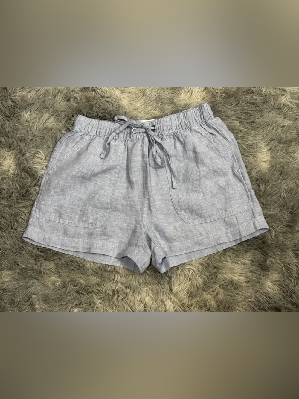 C&C California 100% Linen Drawstring Shorts Size Small Light Blue